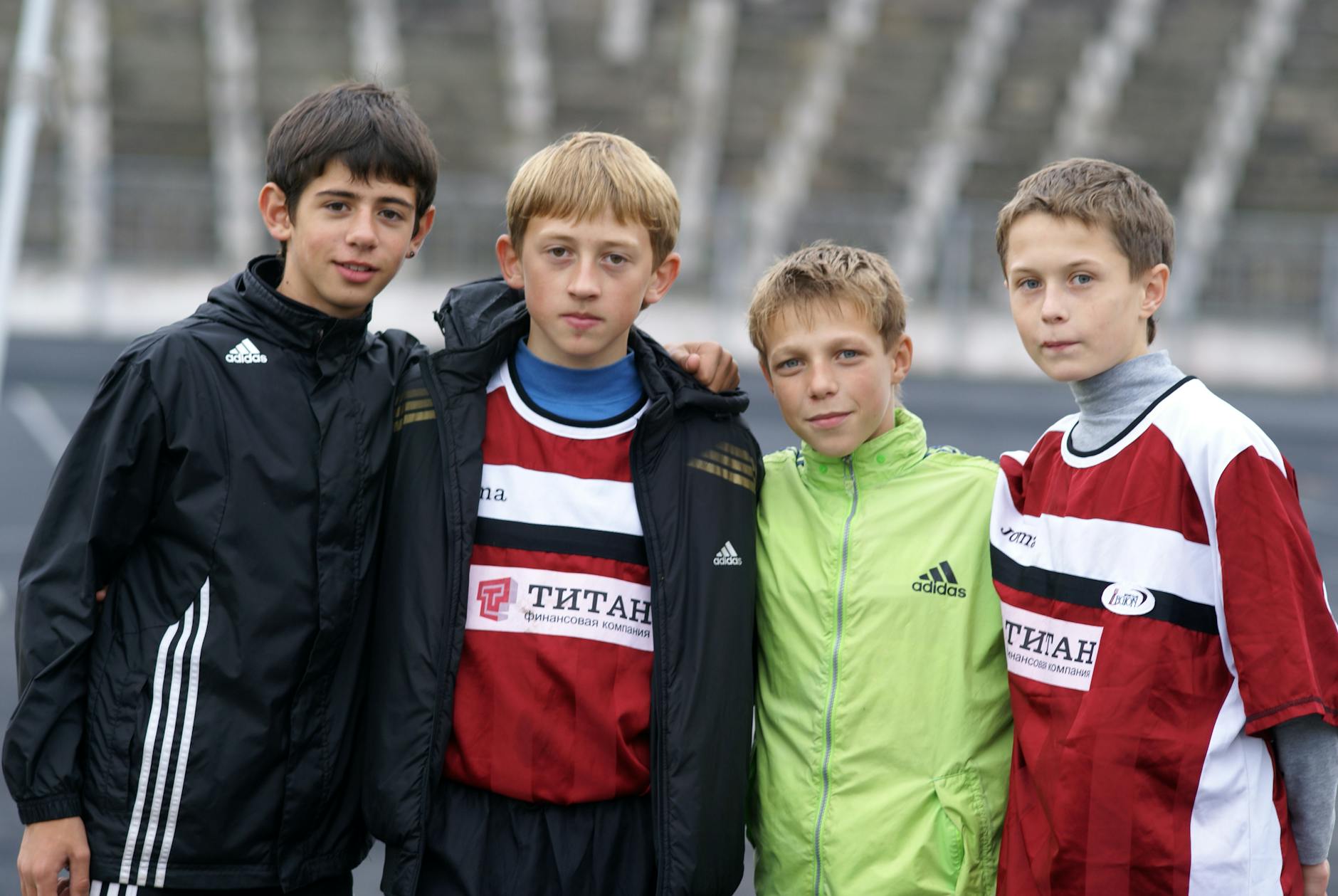 a group of boys standing together